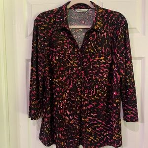 Beautiful Sequin Large Blouse 3/4 Sleeve Option